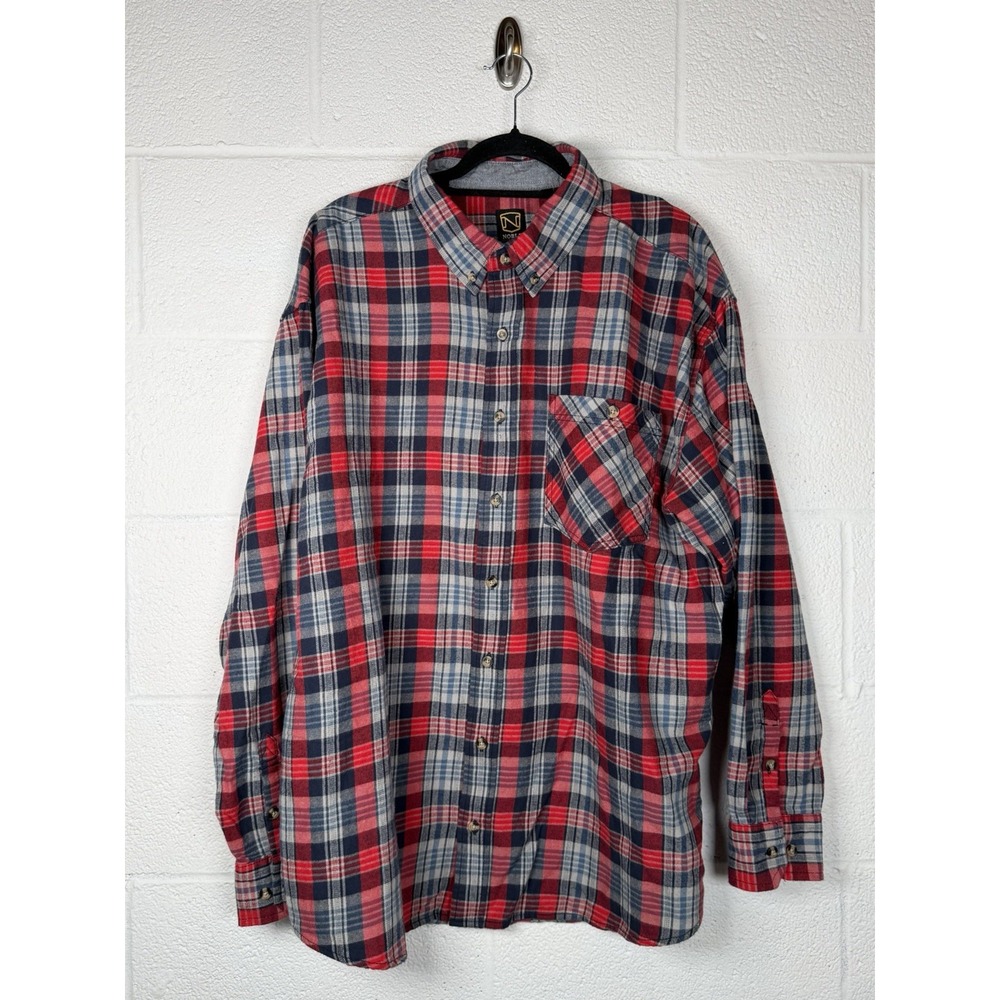 Noble Outfitters Men's 2XL Red Plaid Flannel Button Down Cotton Shirt
